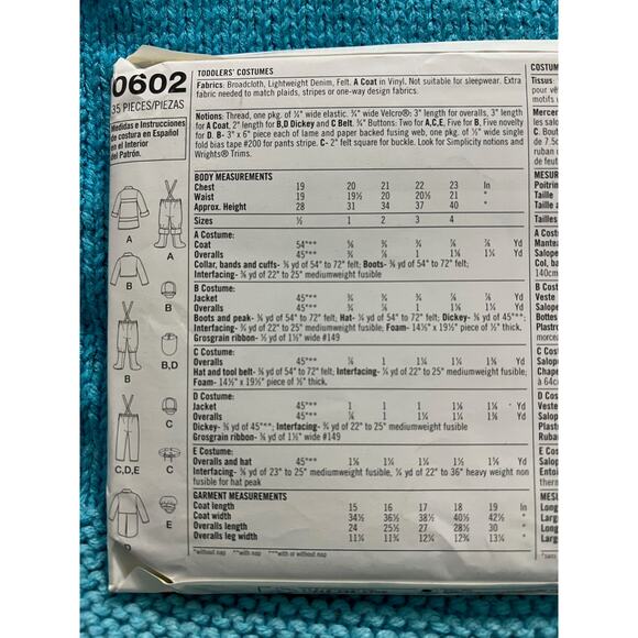 Simplicity 0602 costume toddler firefighter police uncle sam size 1 2 3 4 - Picture 4 of 5